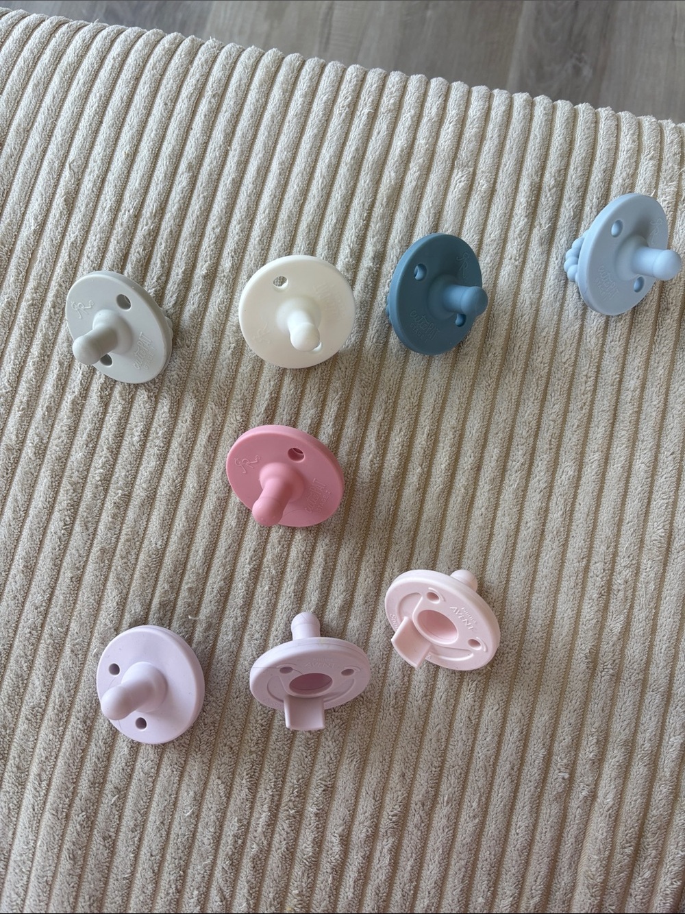 Pastel Silicone Pacifier Set for Kids - Pink, Cream, Blue, Gray